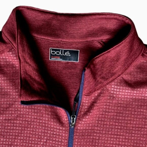 Men's Bolle' Performance 1/4 Zip Long Sleeve Golf Shirt Sz XL  Burgundy Red 76T - Picture 4 of 7